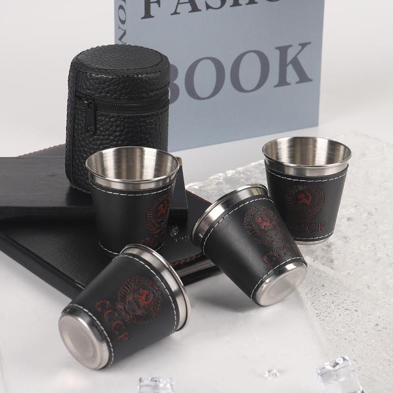 Whisky Beer And Wine - Set di 4 Tazze da Viaggio