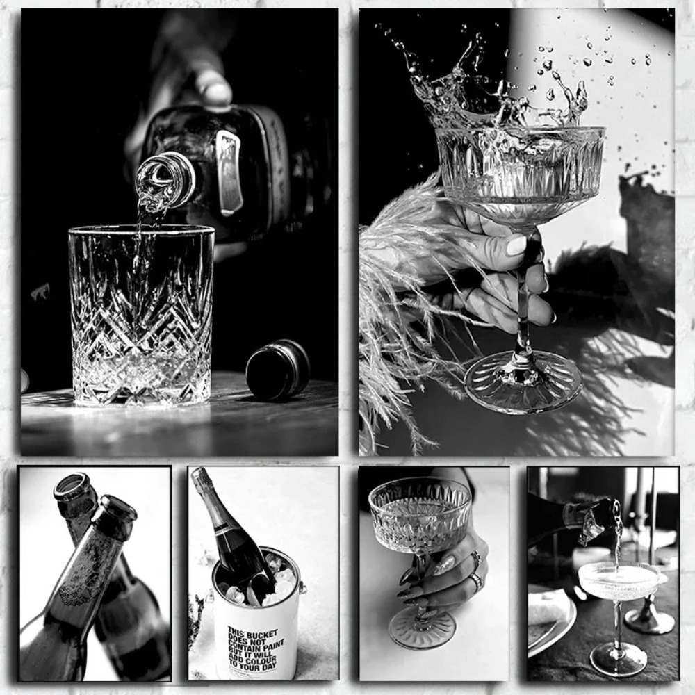 Whisky Beer And Wine - Bar in bianco e nero champagne